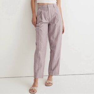 madewell pleated tapered-leg pant, signature poplin, antique purple, NWT